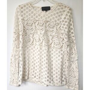 Anthropologie Sunday in Brooklyn Cream Lace Long Sleeve Blouse Size XS